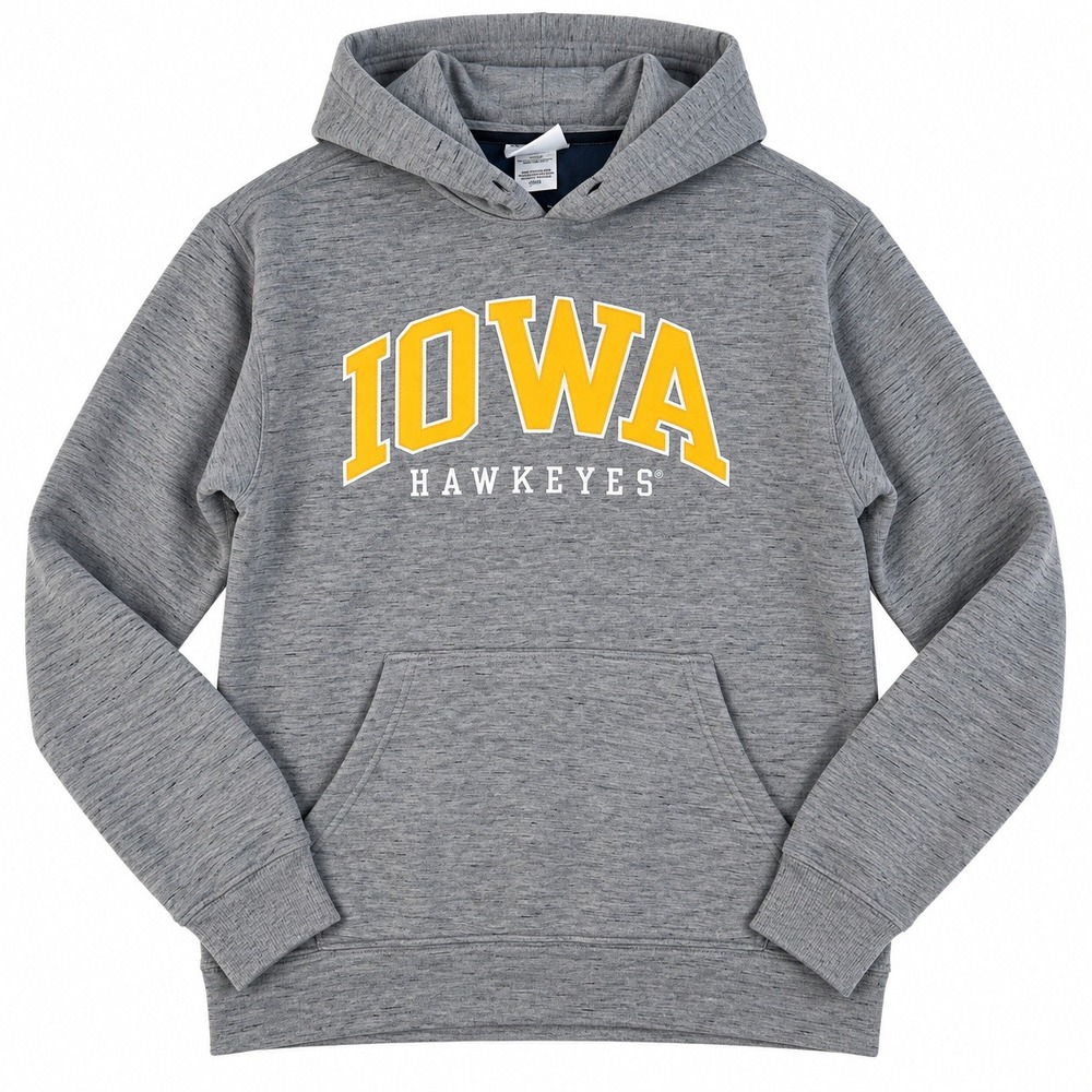 Champion Iowa Hawkeyes Hoodie Mens Medium Gray Space Dye Pullover Sweatshirt